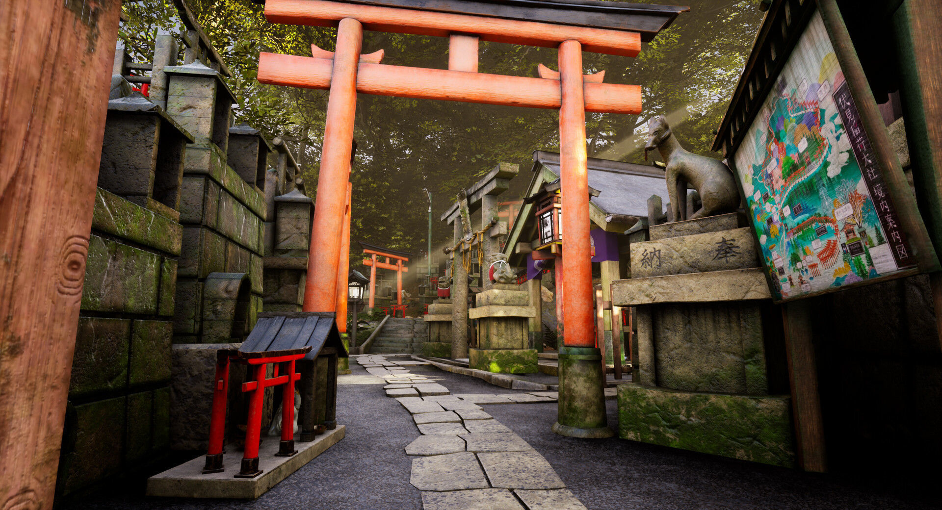 4K Japanese Kyoto Shrine - Fushimi Inari Taisha - Mitsurugisha Low-poly 3D model_1