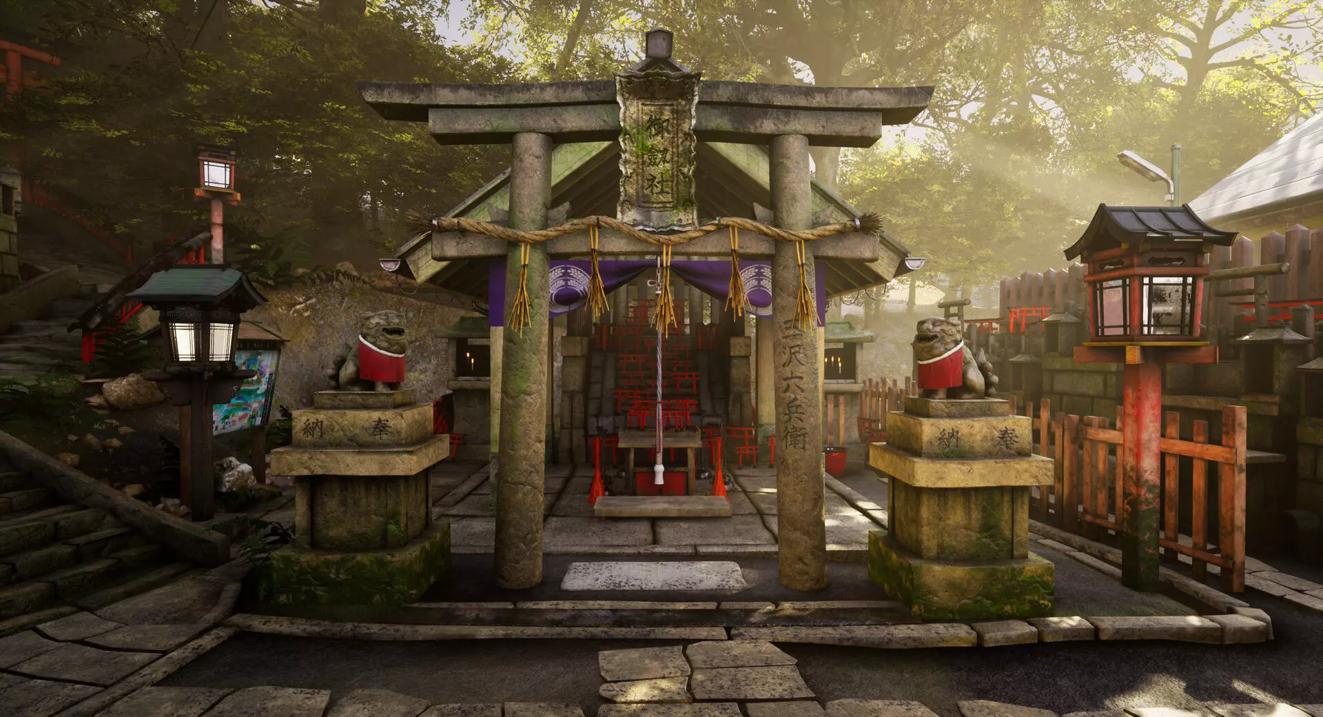 4K Japanese Kyoto Shrine - Fushimi Inari Taisha - Mitsurugisha Low-poly 3D model_0