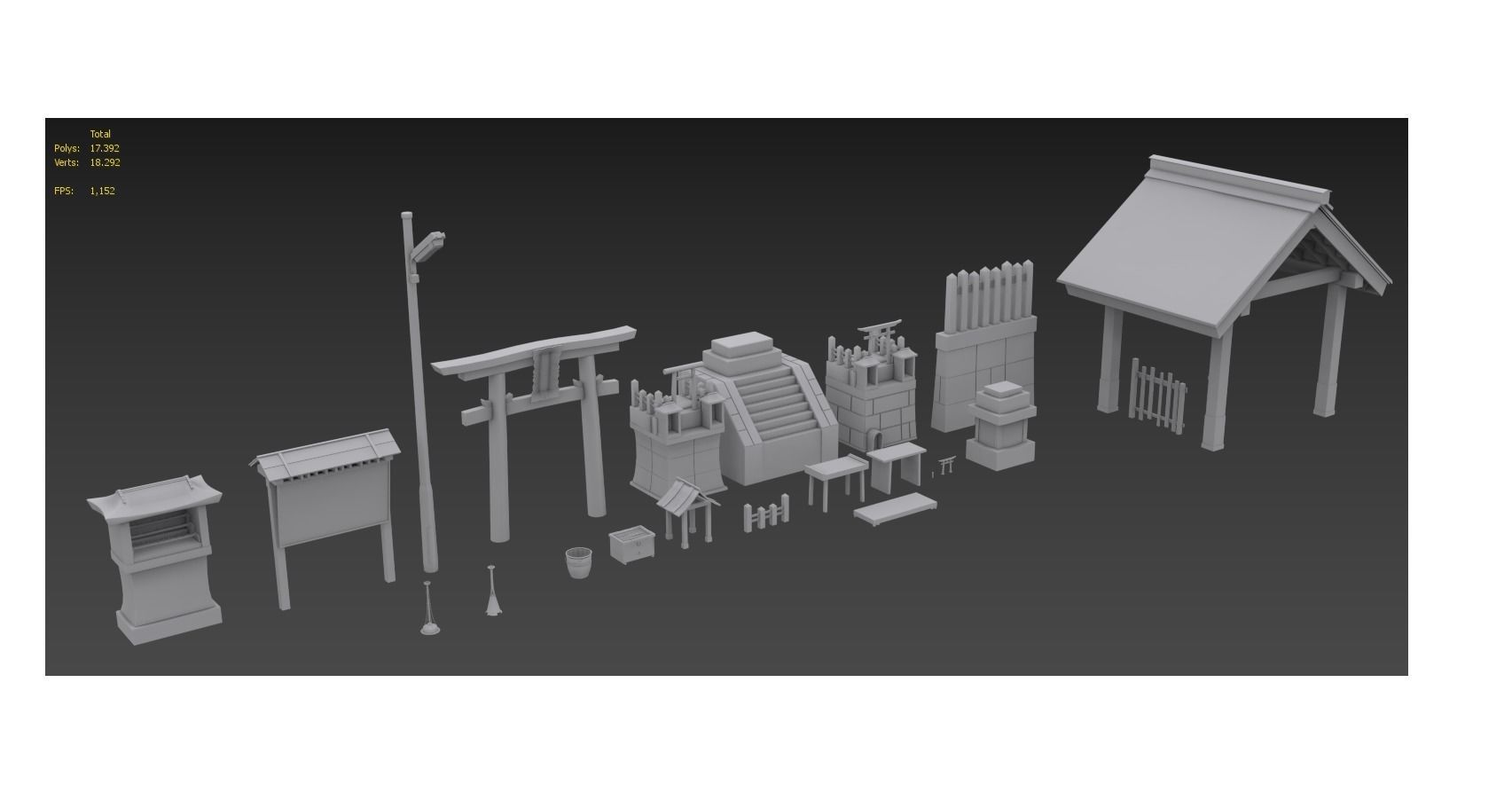4K Japanese Kyoto Shrine - Fushimi Inari Taisha - Mitsurugisha Low-poly 3D model_2