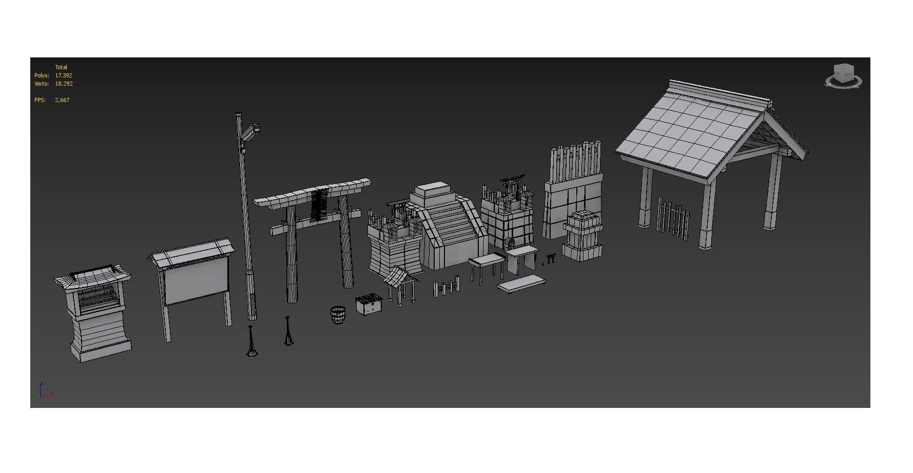 4K Japanese Kyoto Shrine - Fushimi Inari Taisha - Mitsurugisha Low-poly 3D model_3