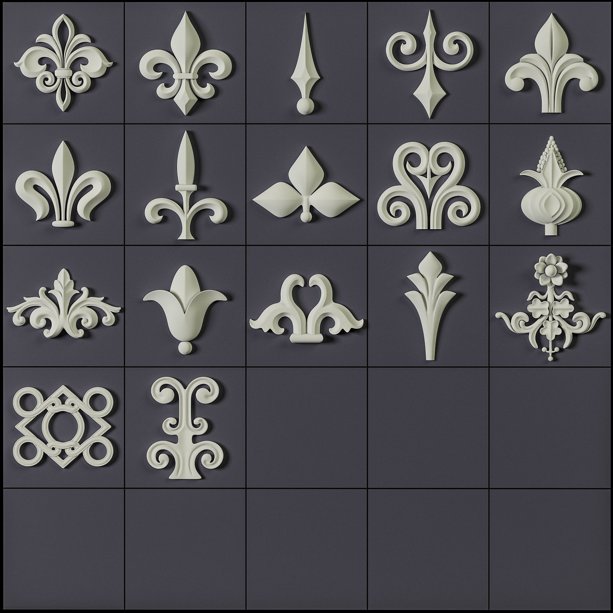 150 Ornament Brushes 4K Alphas and 3D Models- VOL 01 3D model_14