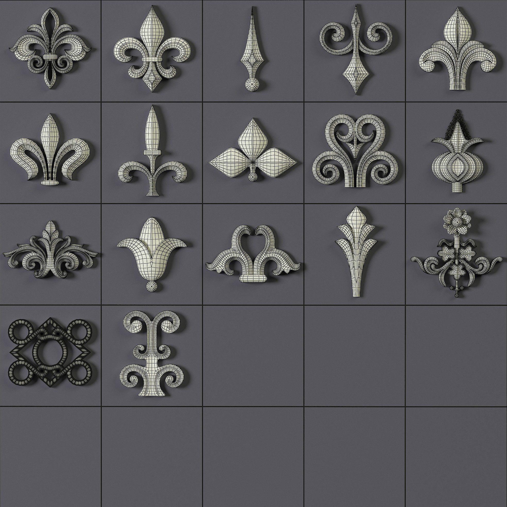 150 Ornament Brushes 4K Alphas and 3D Models- VOL 01 3D model_22