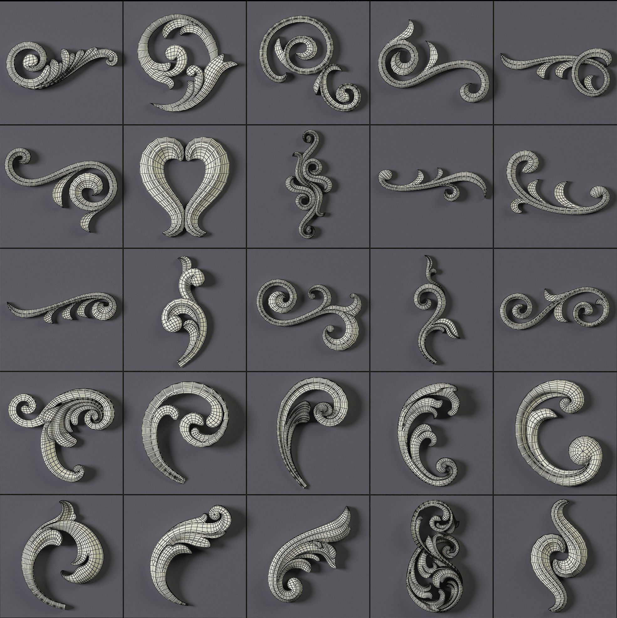 150 Ornament Brushes 4K Alphas and 3D Models- VOL 01 3D model_23