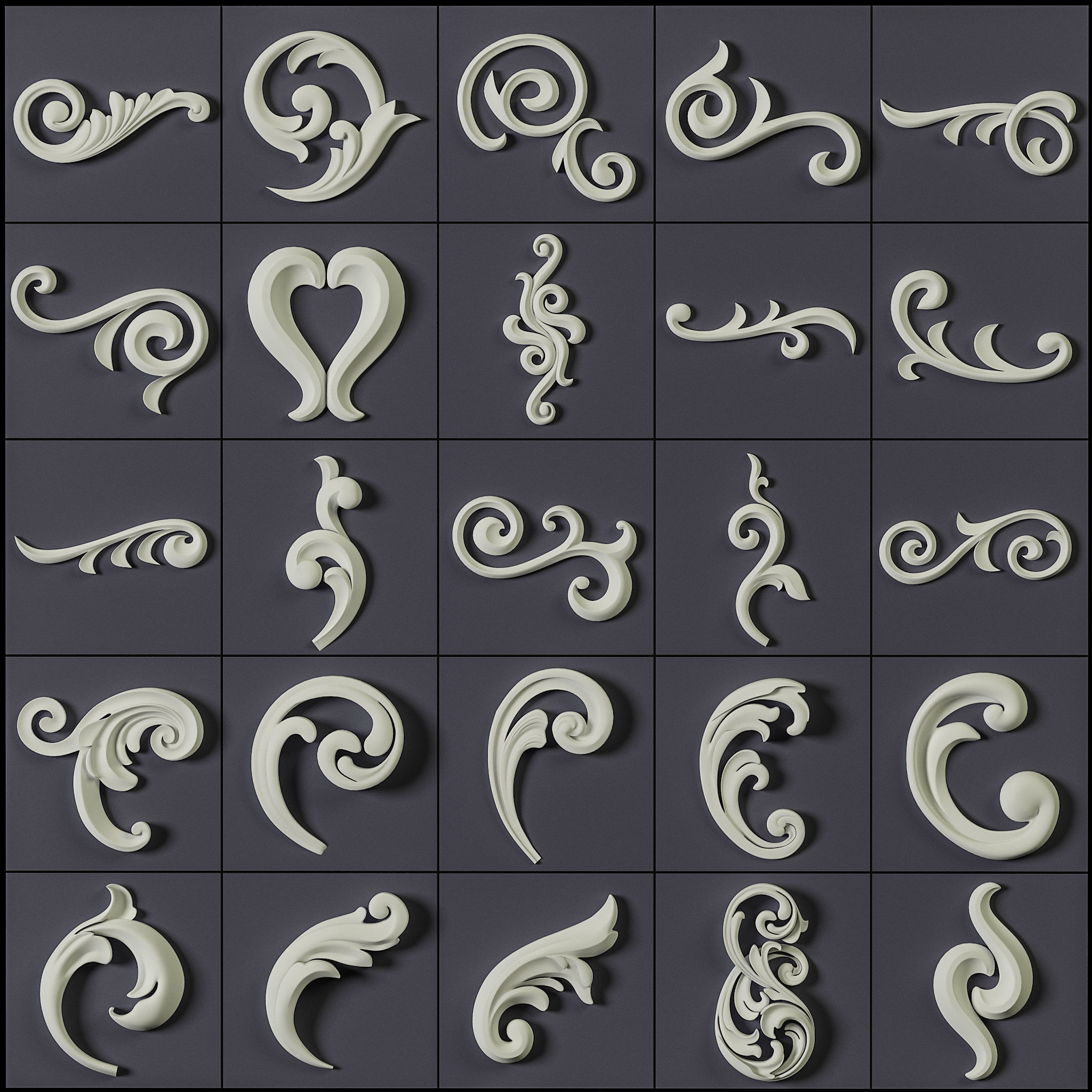 150 Ornament Brushes 4K Alphas and 3D Models- VOL 01 3D model_15