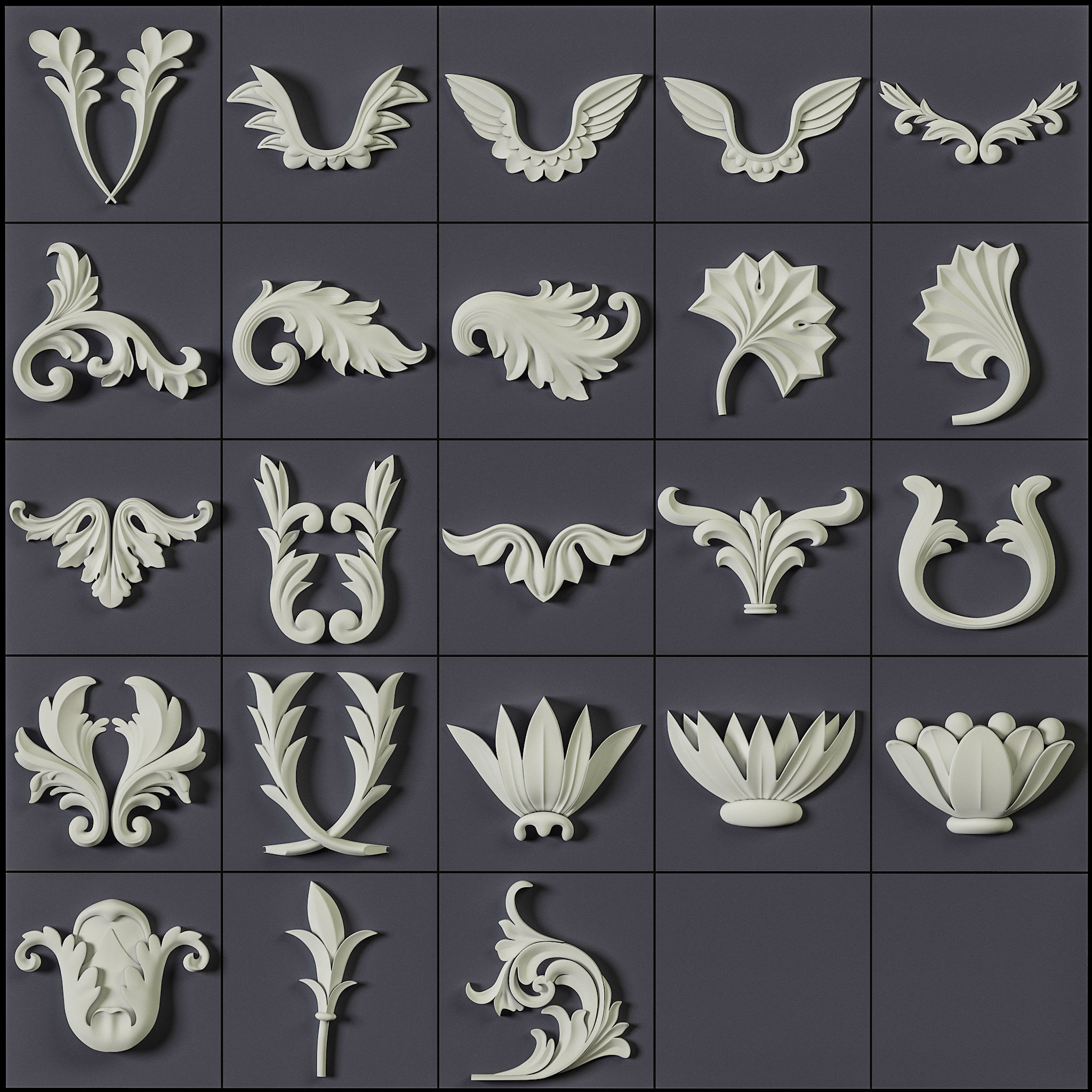 150 Ornament Brushes 4K Alphas and 3D Models- VOL 01 3D model_18