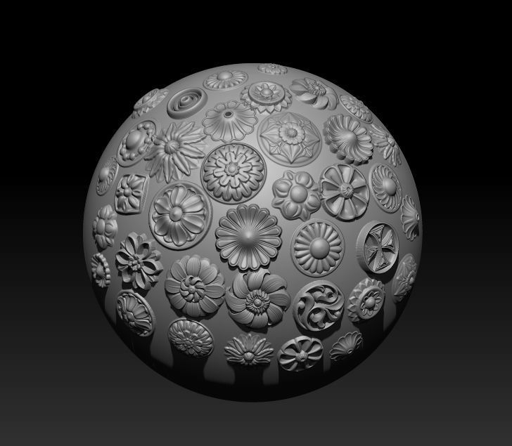 150 Ornament Brushes 4K Alphas and 3D Models- VOL 01 3D model_4
