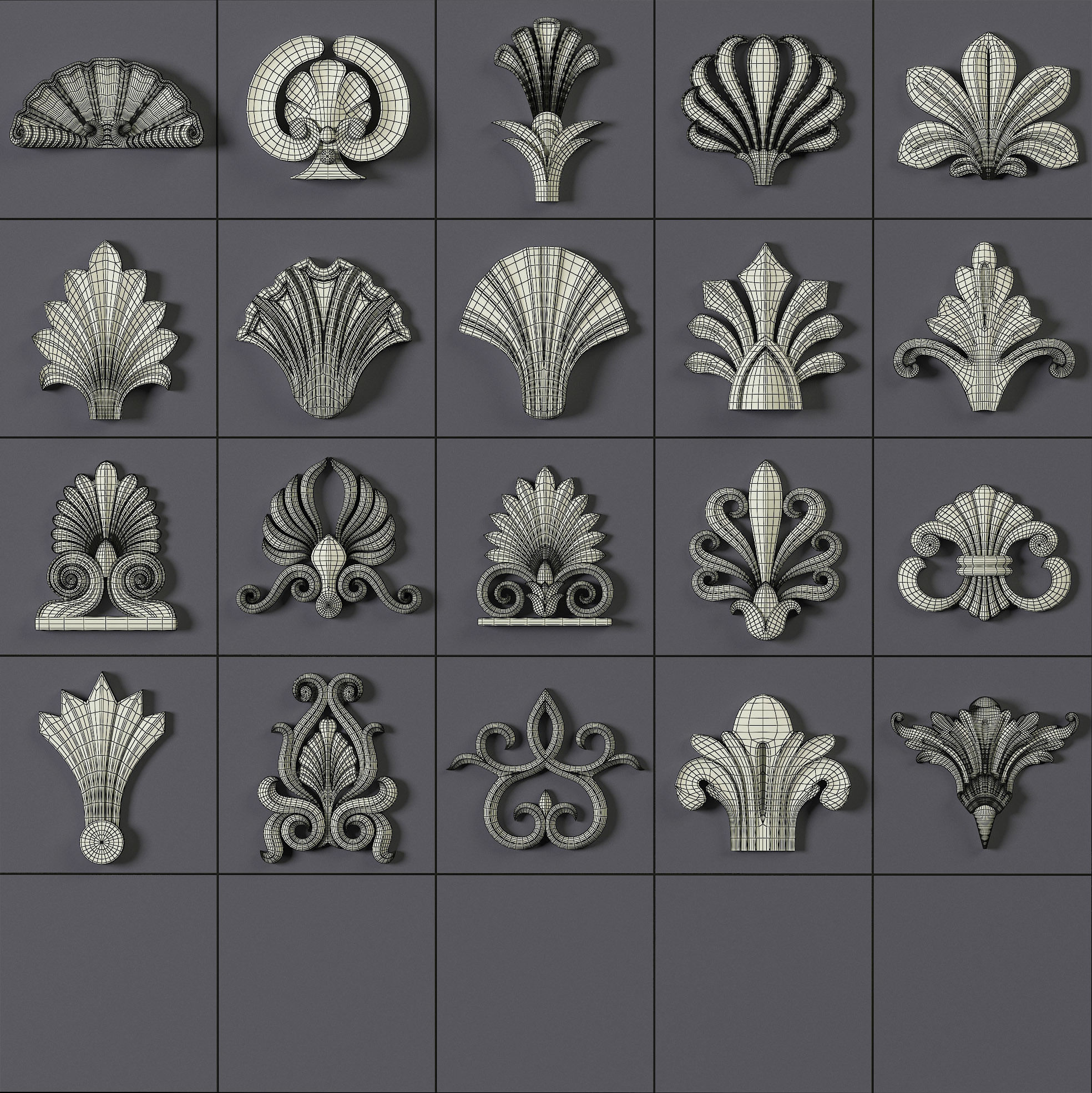 150 Ornament Brushes 4K Alphas and 3D Models- VOL 01 3D model_21