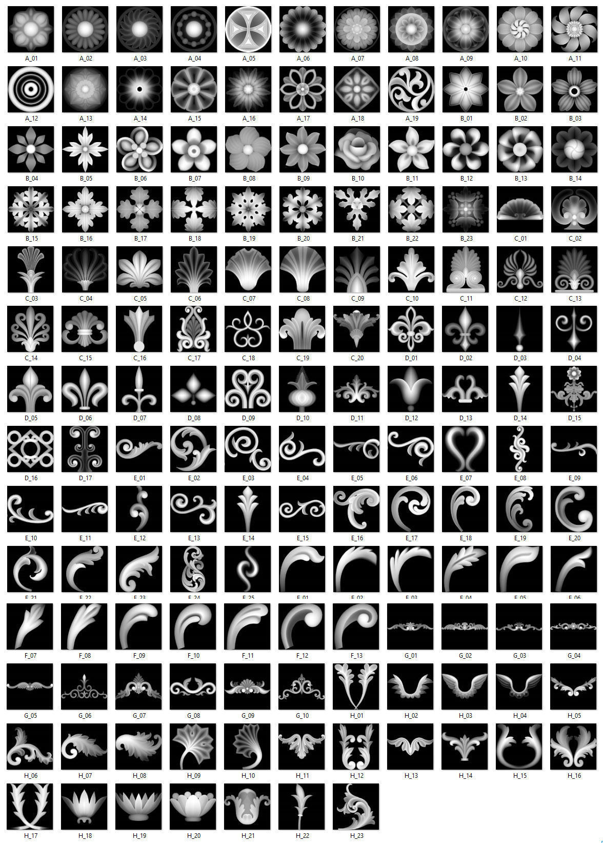 150 Ornament Brushes 4K Alphas and 3D Models- VOL 01 3D model_10