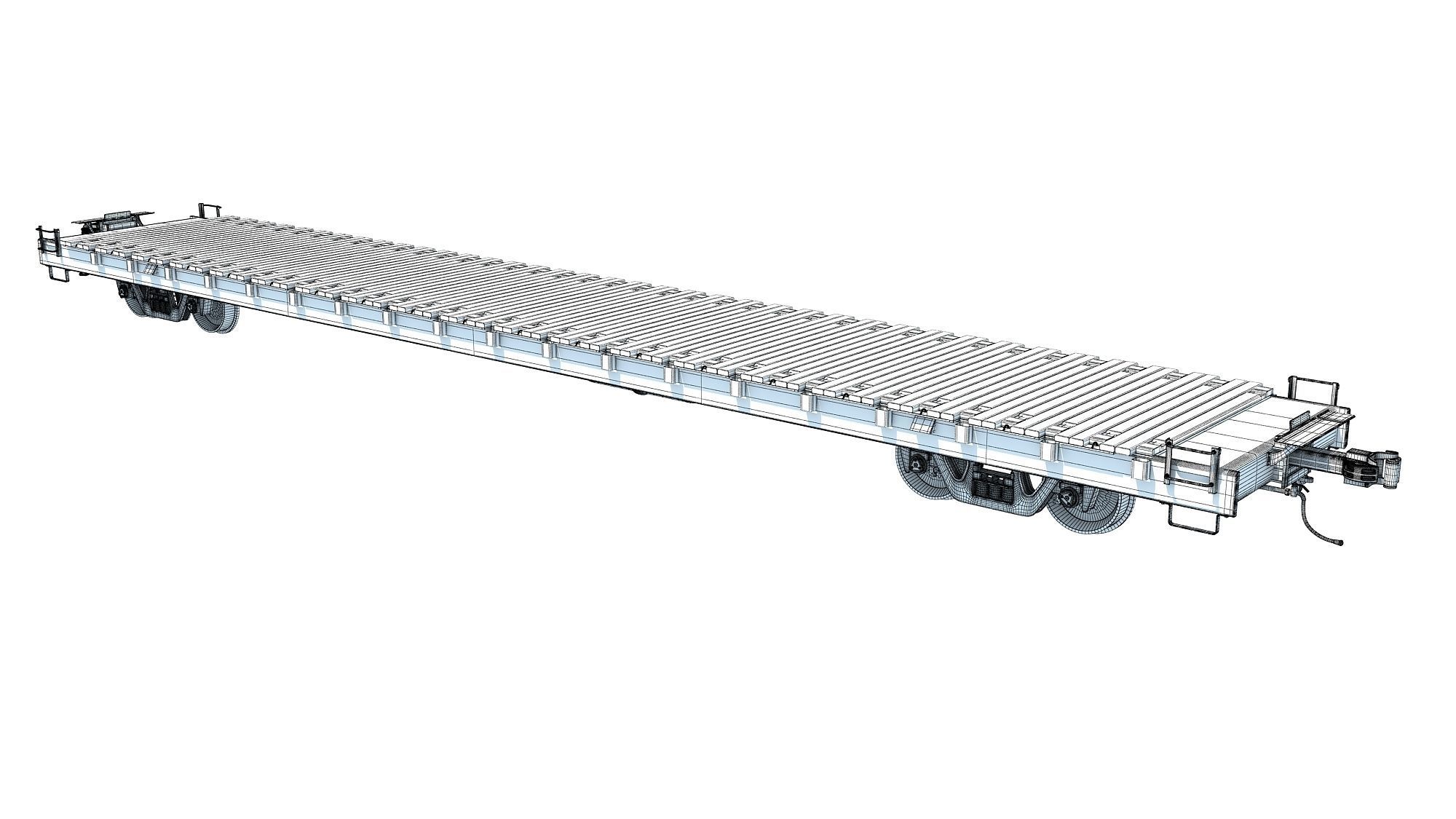 Flat Railroad Car 3D model_14