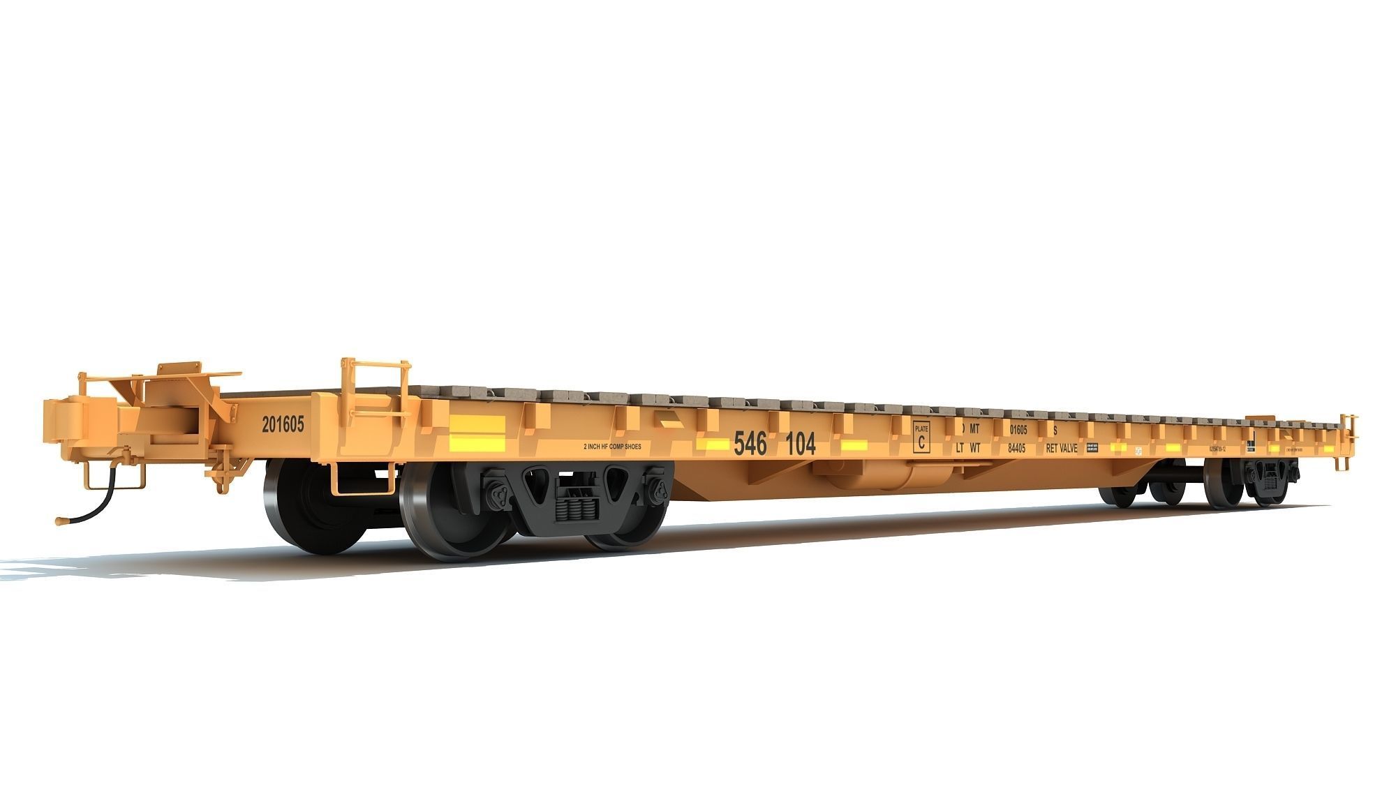 Flat Railroad Car 3D model_5