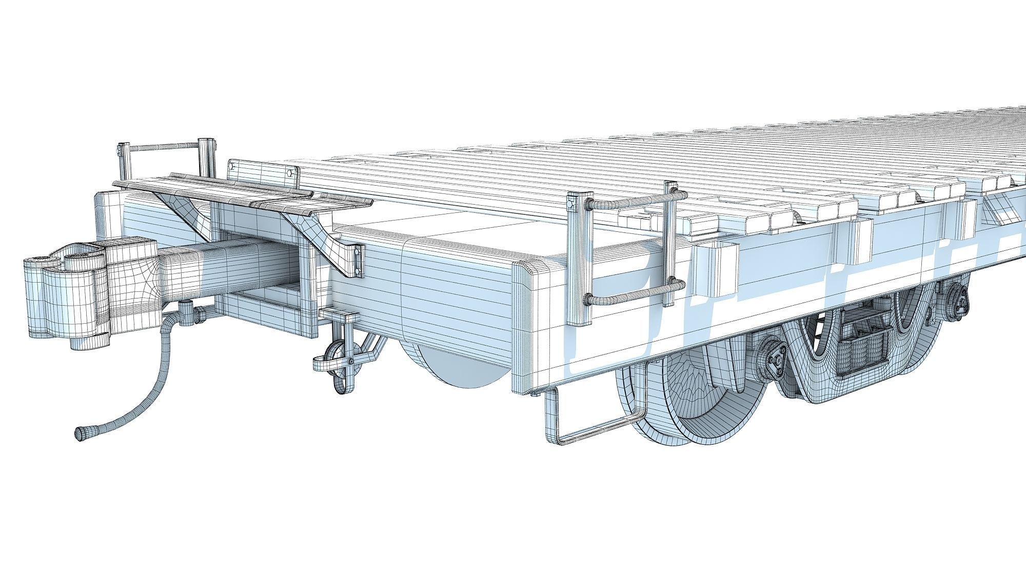 Flat Railroad Car 3D model_16