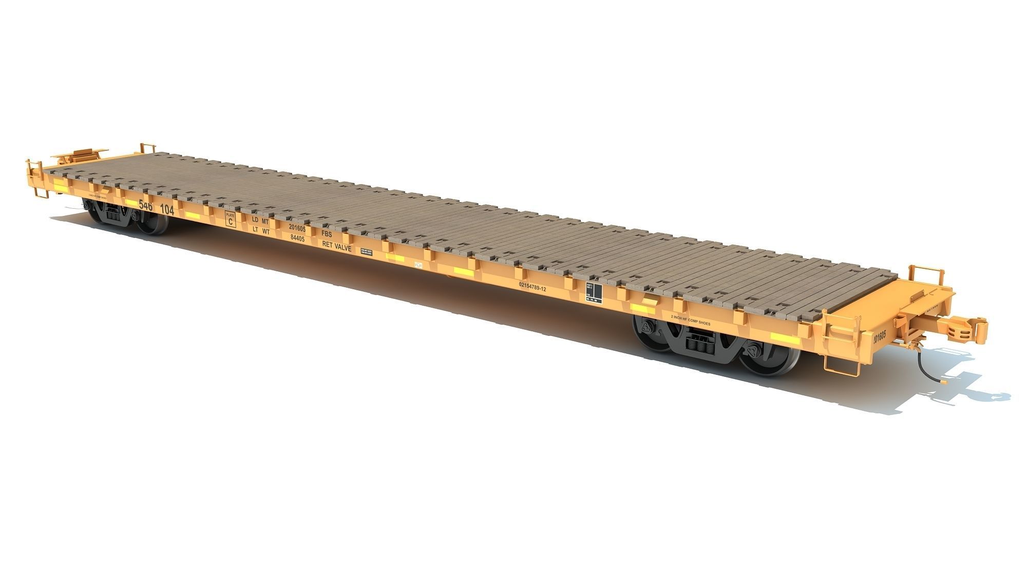 Flat Railroad Car 3D model_2