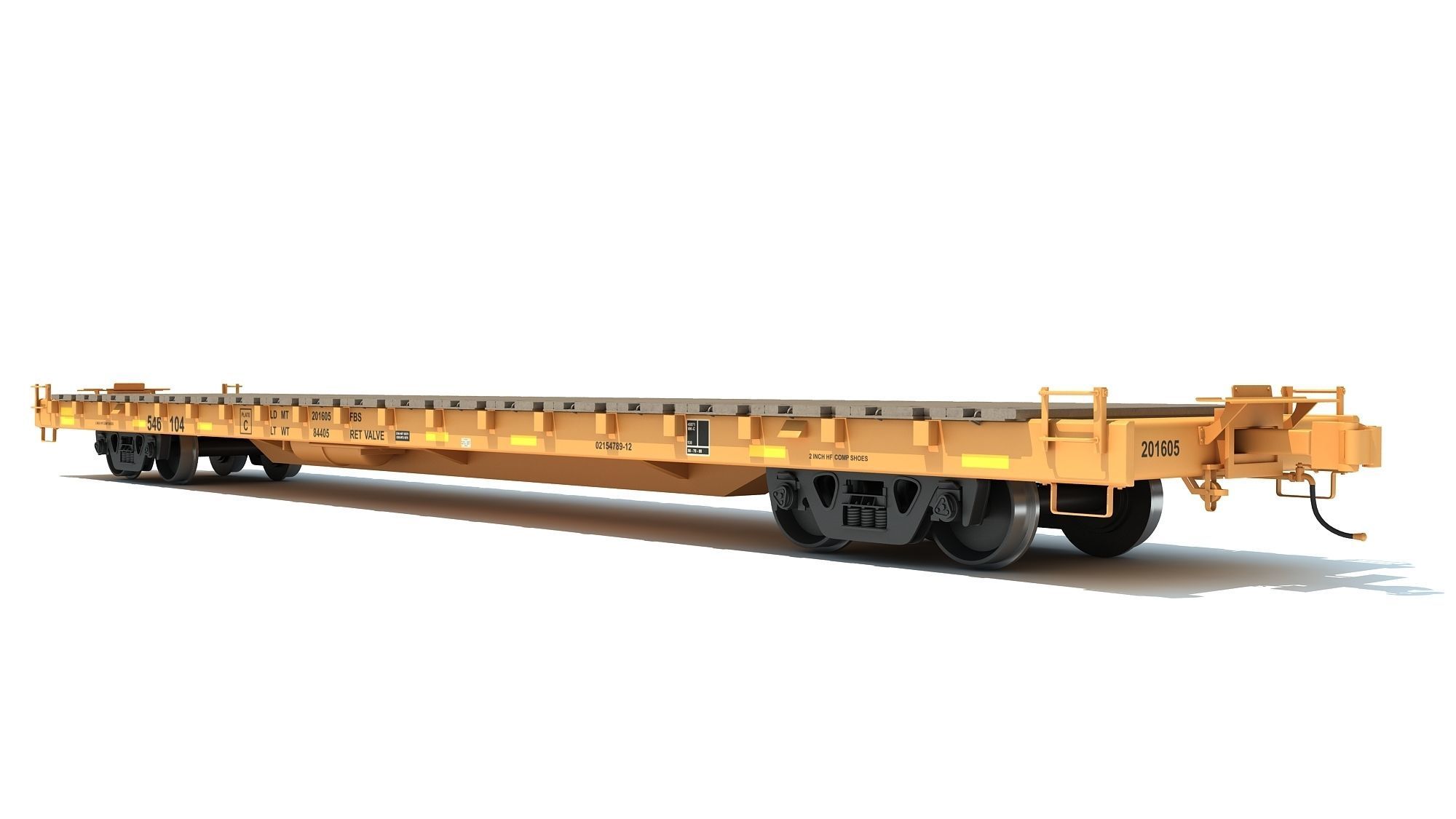 Flat Railroad Car 3D model_7