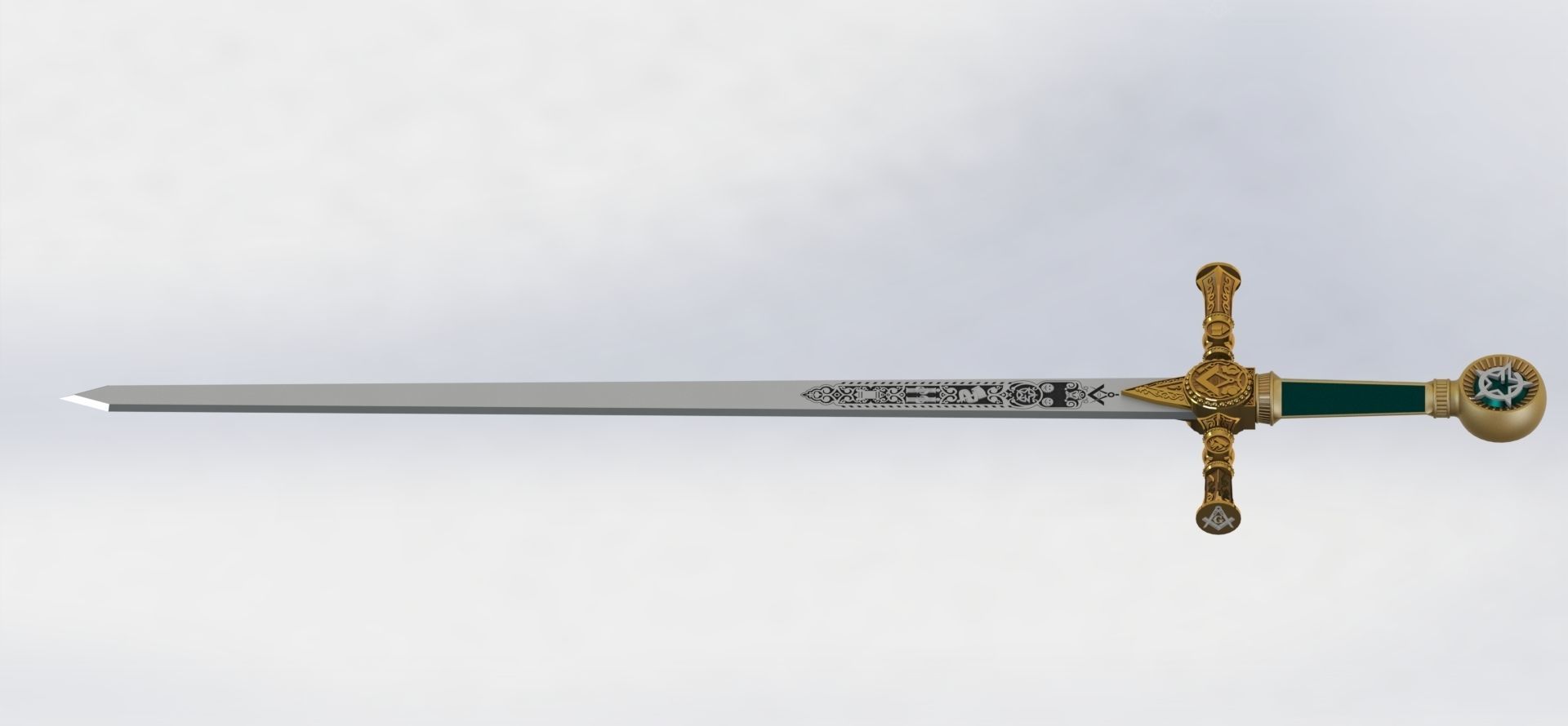Masonic Ceremonial Sword - Ready 3D Printing - 3D print model_8