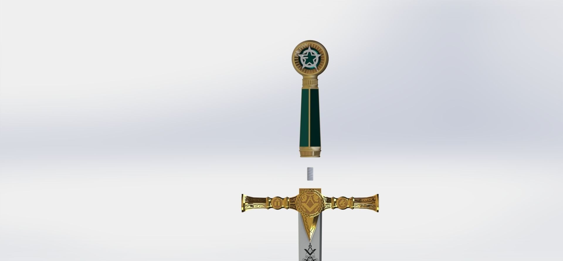 Masonic Ceremonial Sword - Ready 3D Printing - 3D print model_16