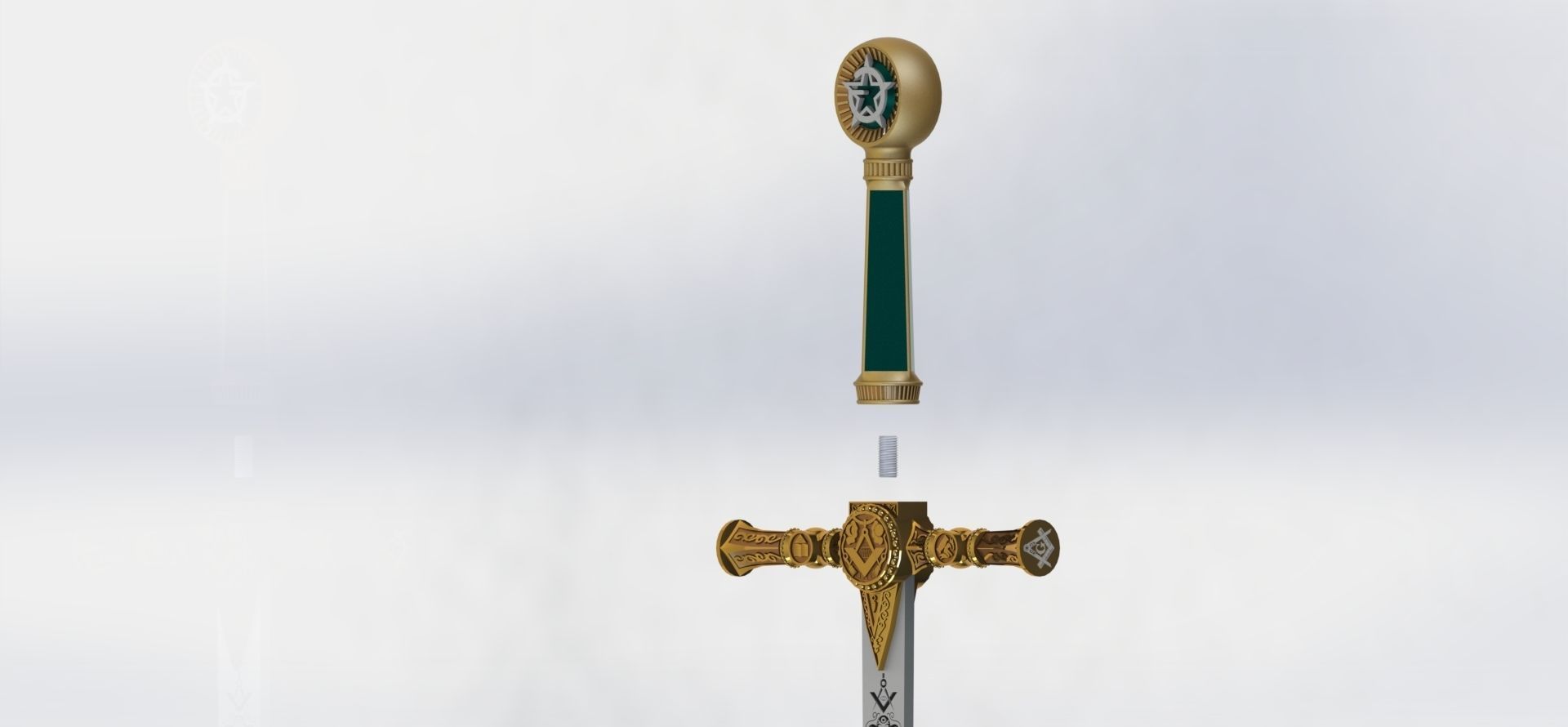 Masonic Ceremonial Sword - Ready 3D Printing - 3D print model_9
