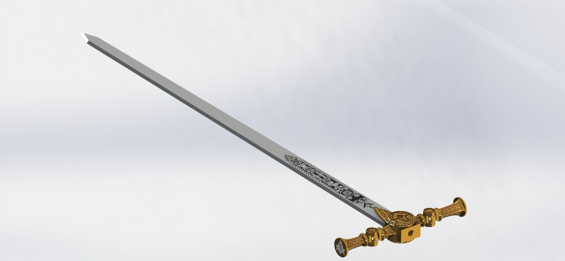 Masonic Ceremonial Sword - Ready 3D Printing - 3D print model_7