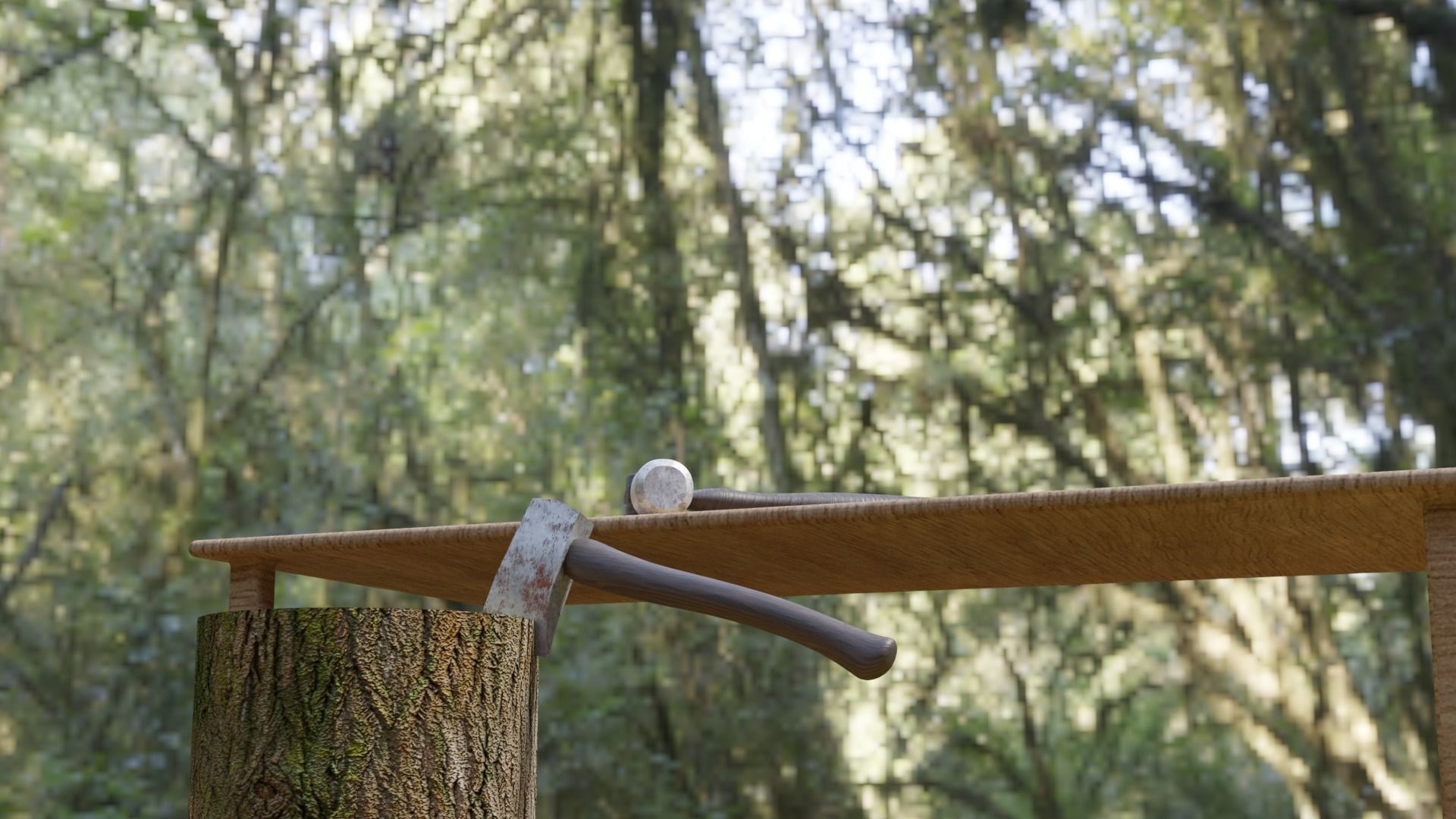 Hammer and axe 3D model_3