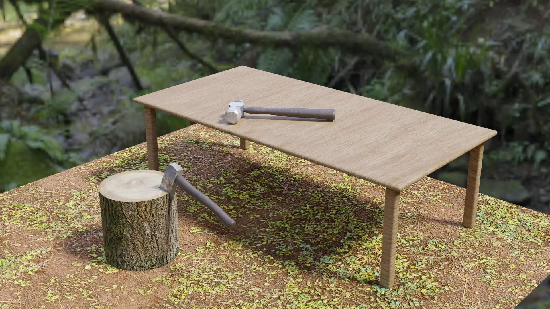 Hammer and axe 3D model_0