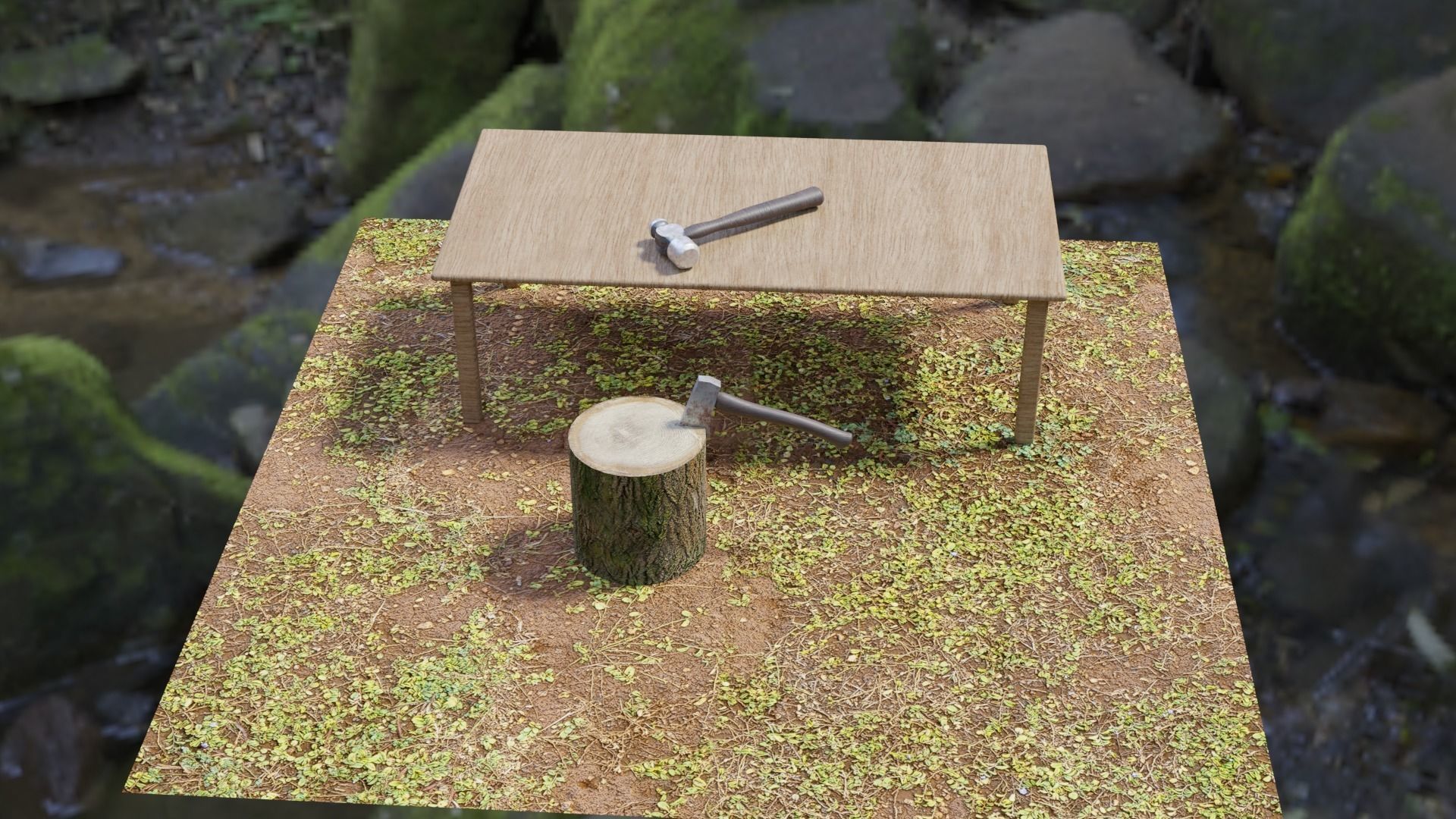 Hammer and axe 3D model_6