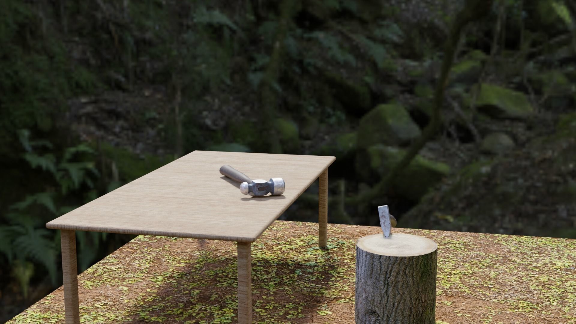 Hammer and axe 3D model_2