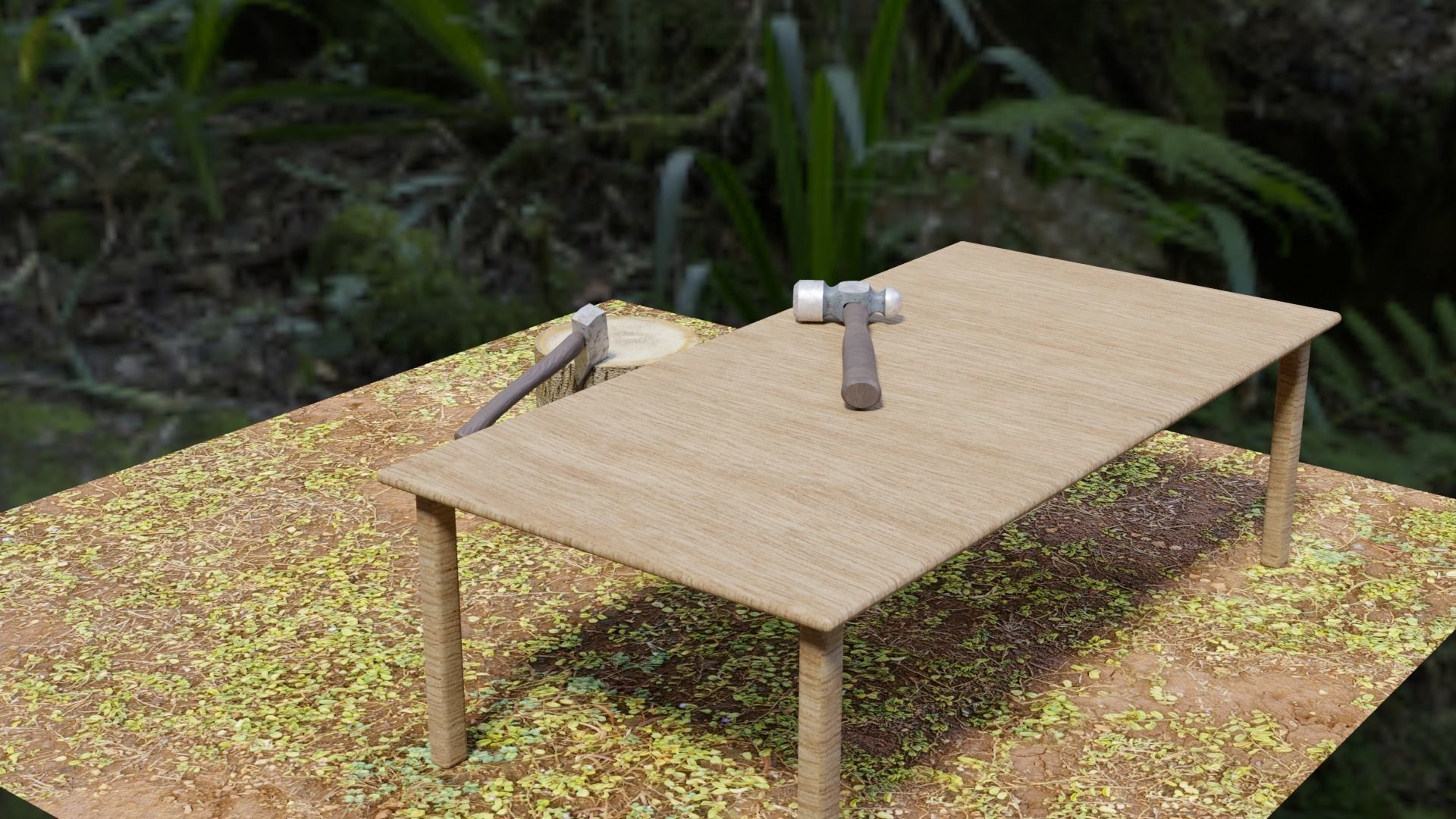 Hammer and axe 3D model_1