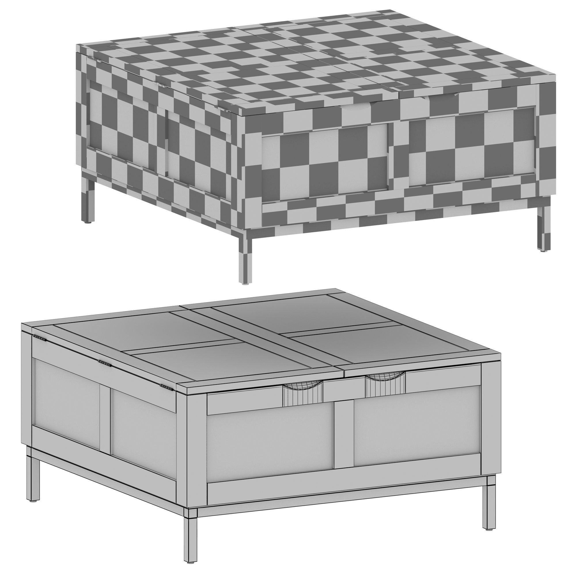 Tucker Grey Square Trunk Crate and Barrel 3D model_10