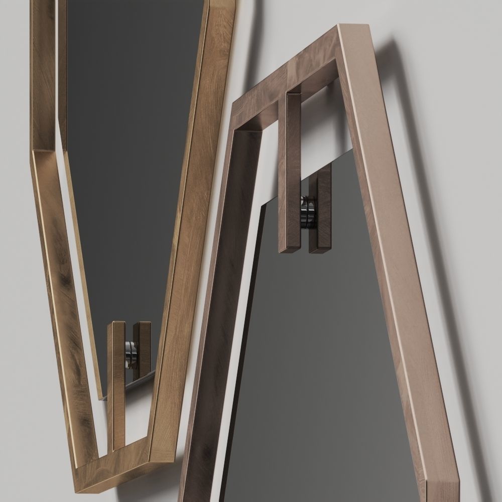 West Elm Octagon Floating Frame Mirror 3D model_1