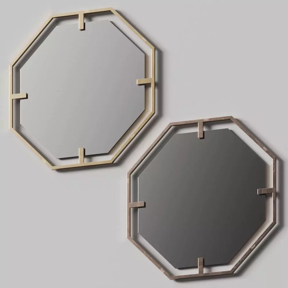 West Elm Octagon Floating Frame Mirror 3D model_0