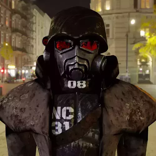 NCR Fallout New Vegas Armor PBR Rigged Low-poly 3D model
