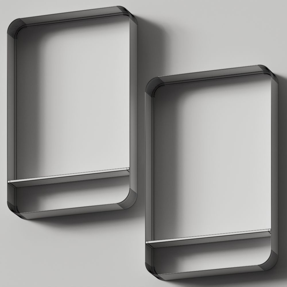 West Elm Gold Mirror with Shelf 3D model_1