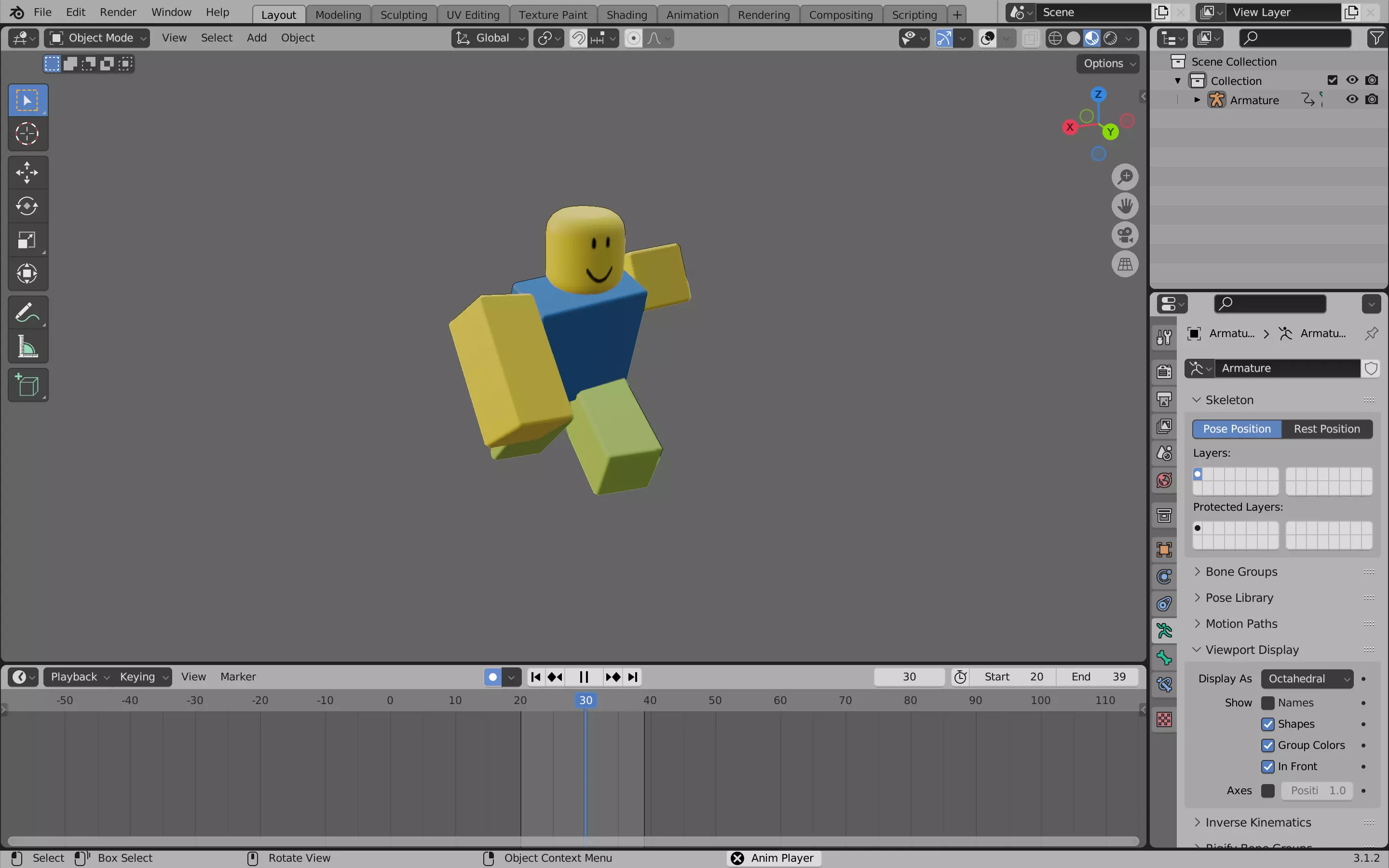 Roblox R6 Blender Rig    link in desc Free low-poly 3D model_0