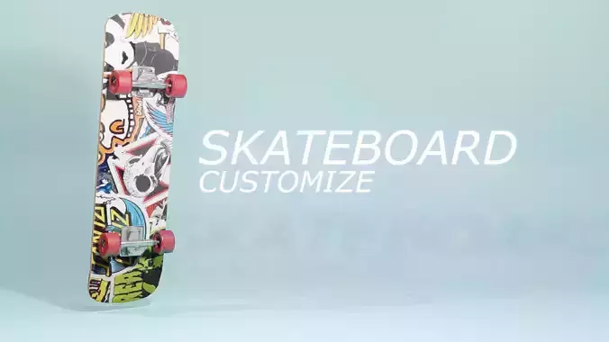 Customizable skateboard Low-poly 3D model