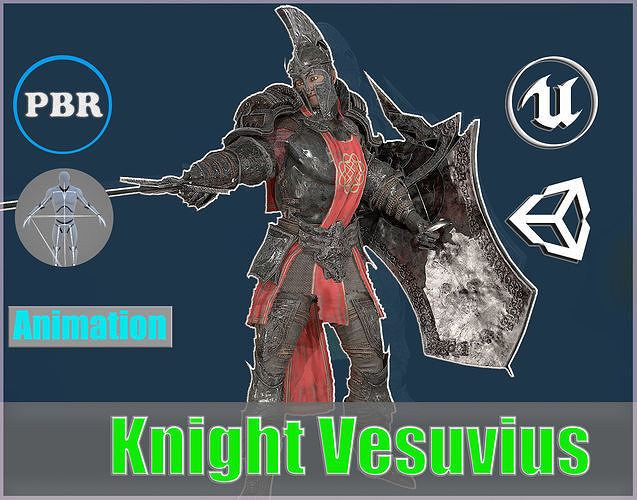 Knight Vesuvius Low-poly 3D model