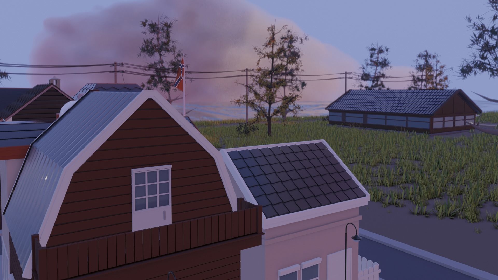 Low poly town in Norway Low-poly 3D model_18