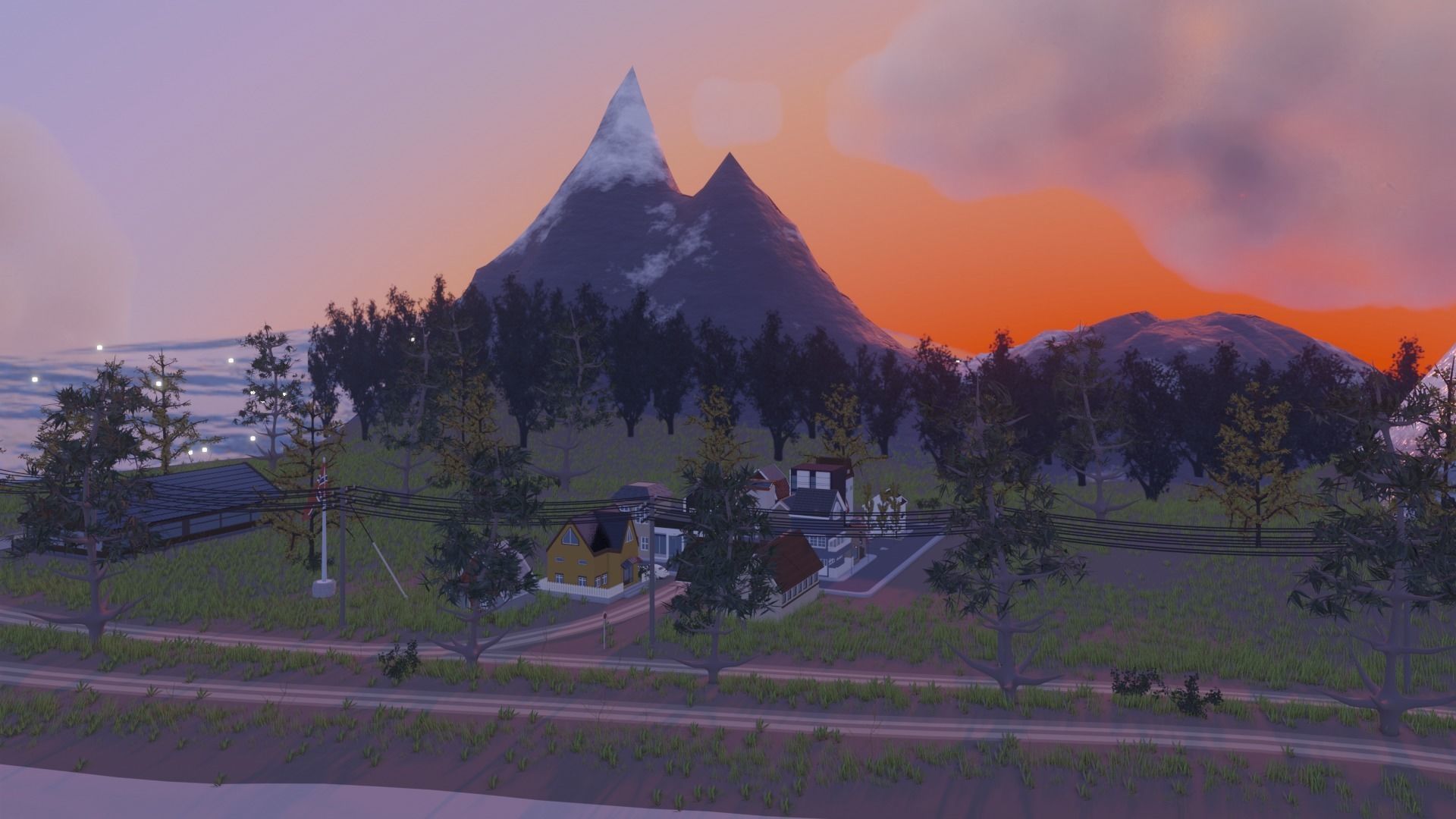 Low poly town in Norway Low-poly 3D model_2