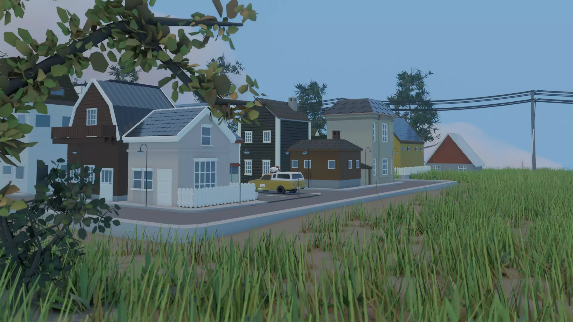 Low poly town in Norway Low-poly 3D model_0