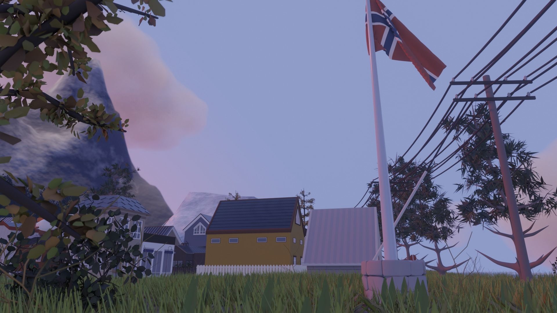 Low poly town in Norway Low-poly 3D model_16