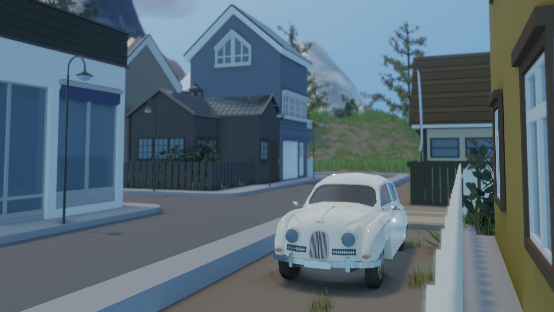 Low poly town in Norway Low-poly 3D model_8