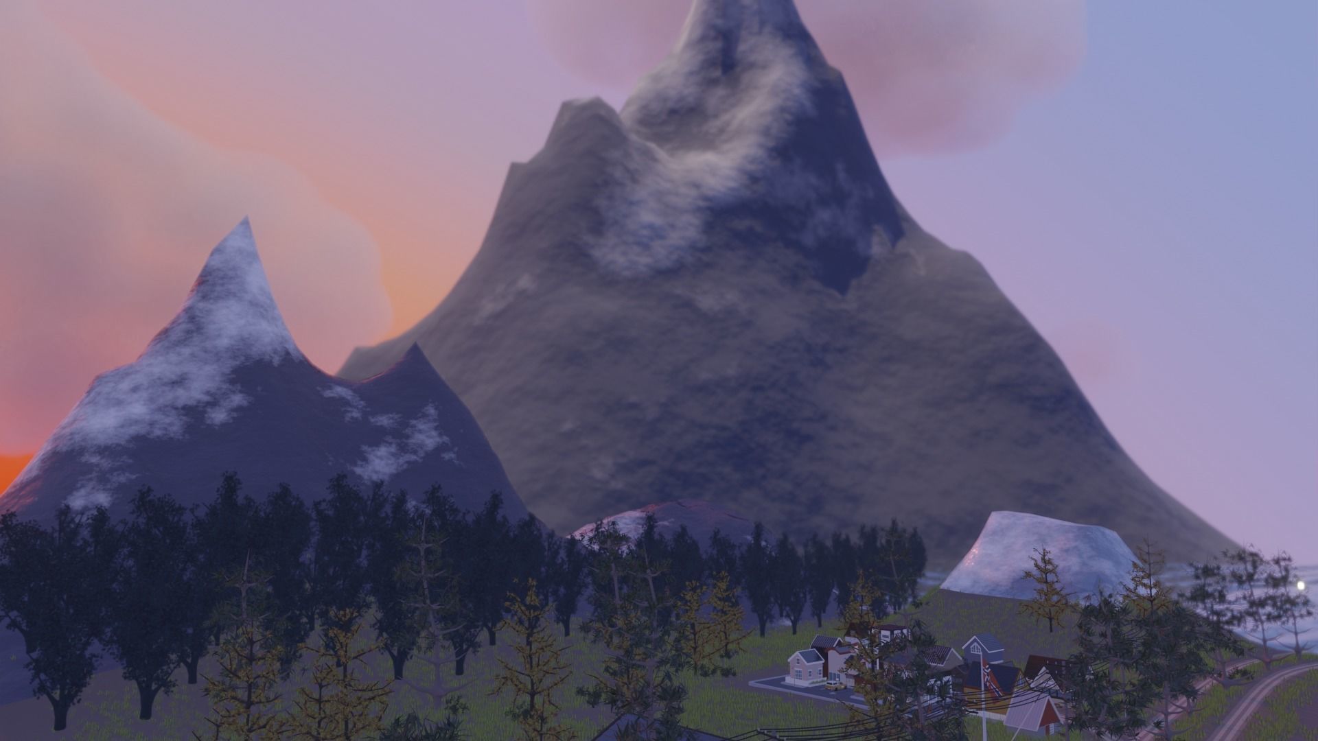 Low poly town in Norway Low-poly 3D model_15