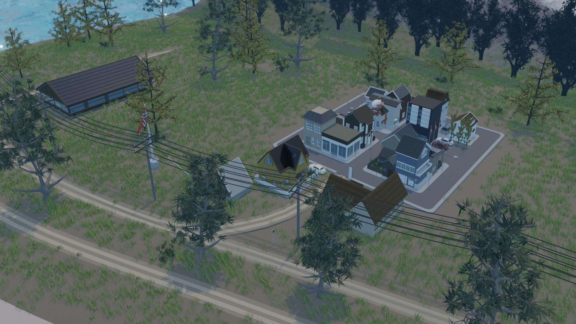 Low poly town in Norway Low-poly 3D model_23