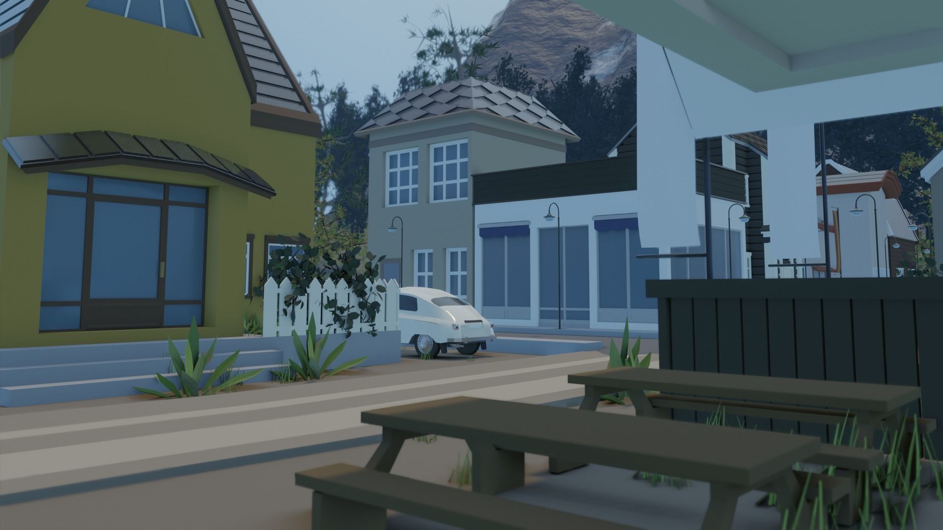 Low poly town in Norway Low-poly 3D model_10