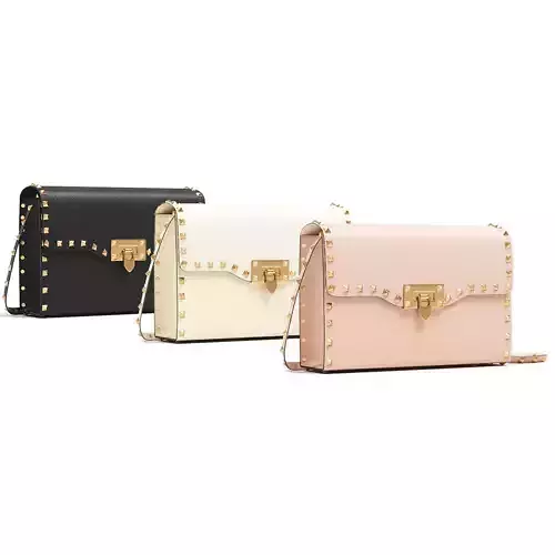 Valentino Small Rockstud Crossbody Bag Neutral Tones Low-poly 3D model