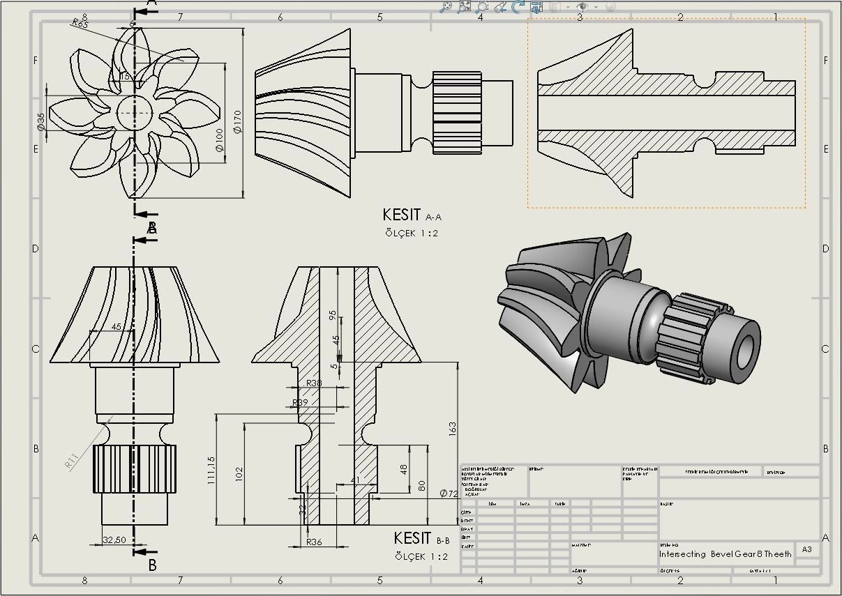 Original sizes  Helical  Bevel Gear 8 Theeth 3D print model 3D print model_20