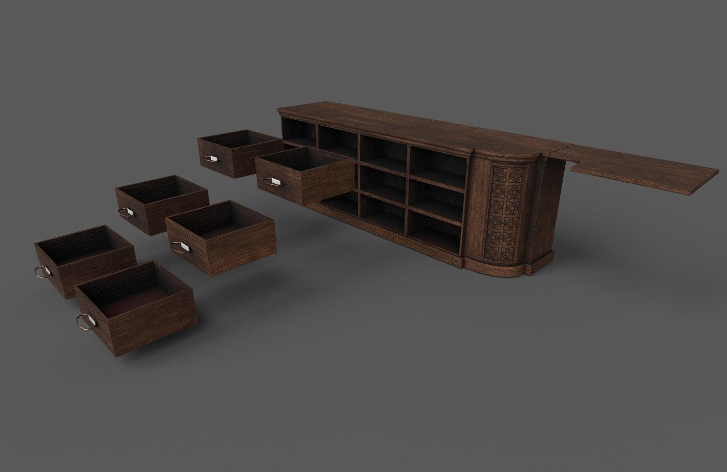 3D Apothecary Counter Low-poly 3D model_2