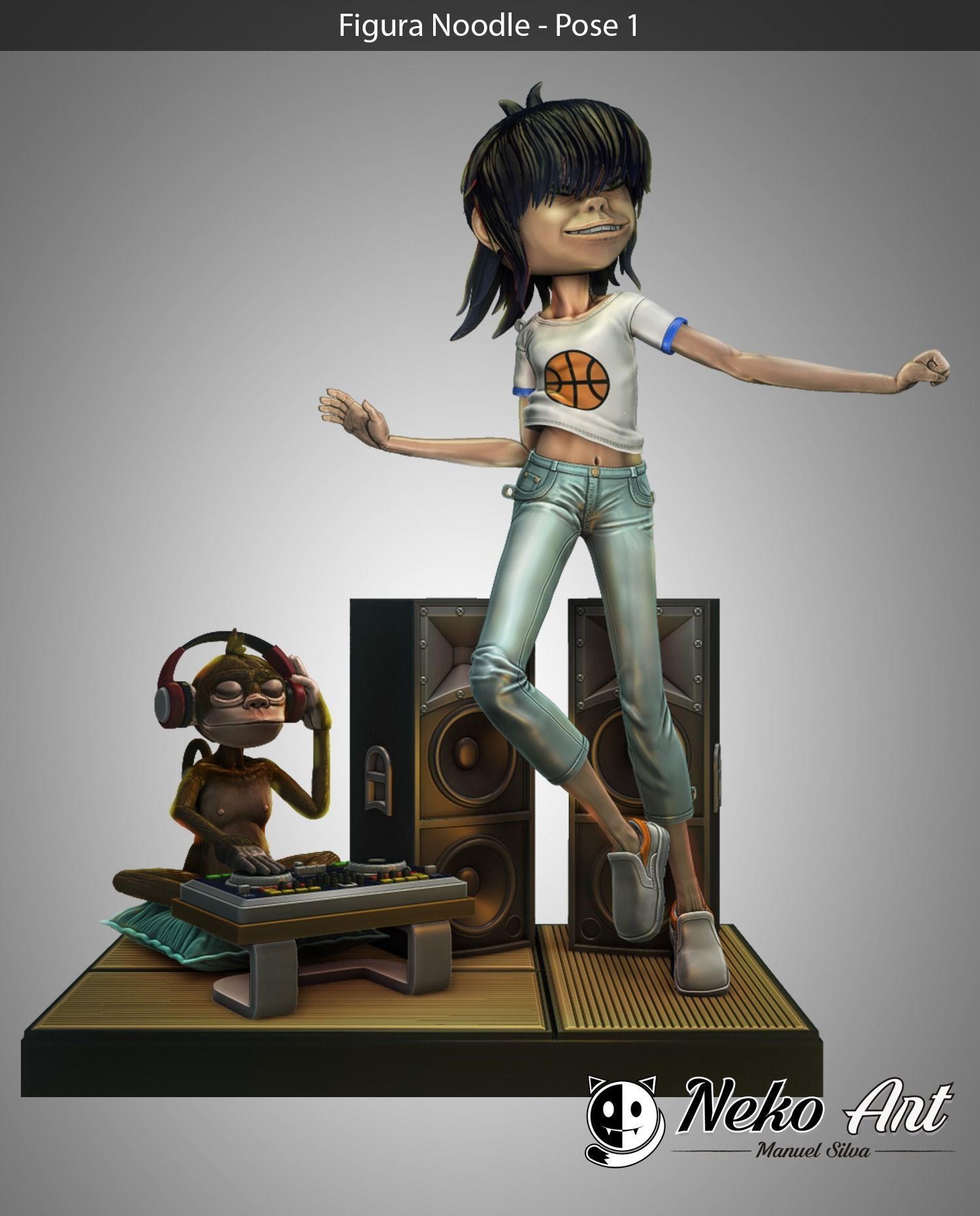 Noodle Gorillaz figure 3D print model_1