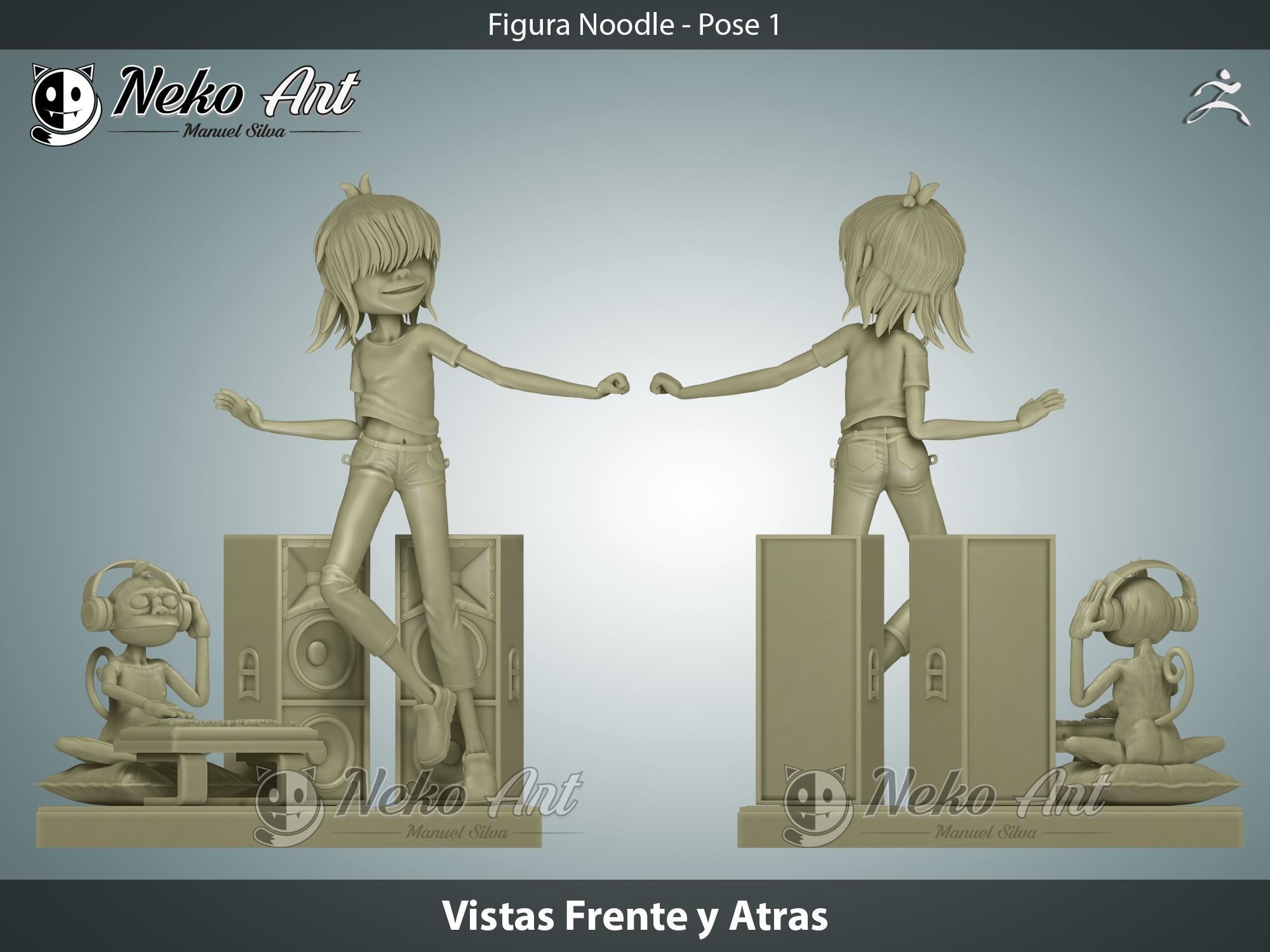 Noodle Gorillaz figure 3D print model_3