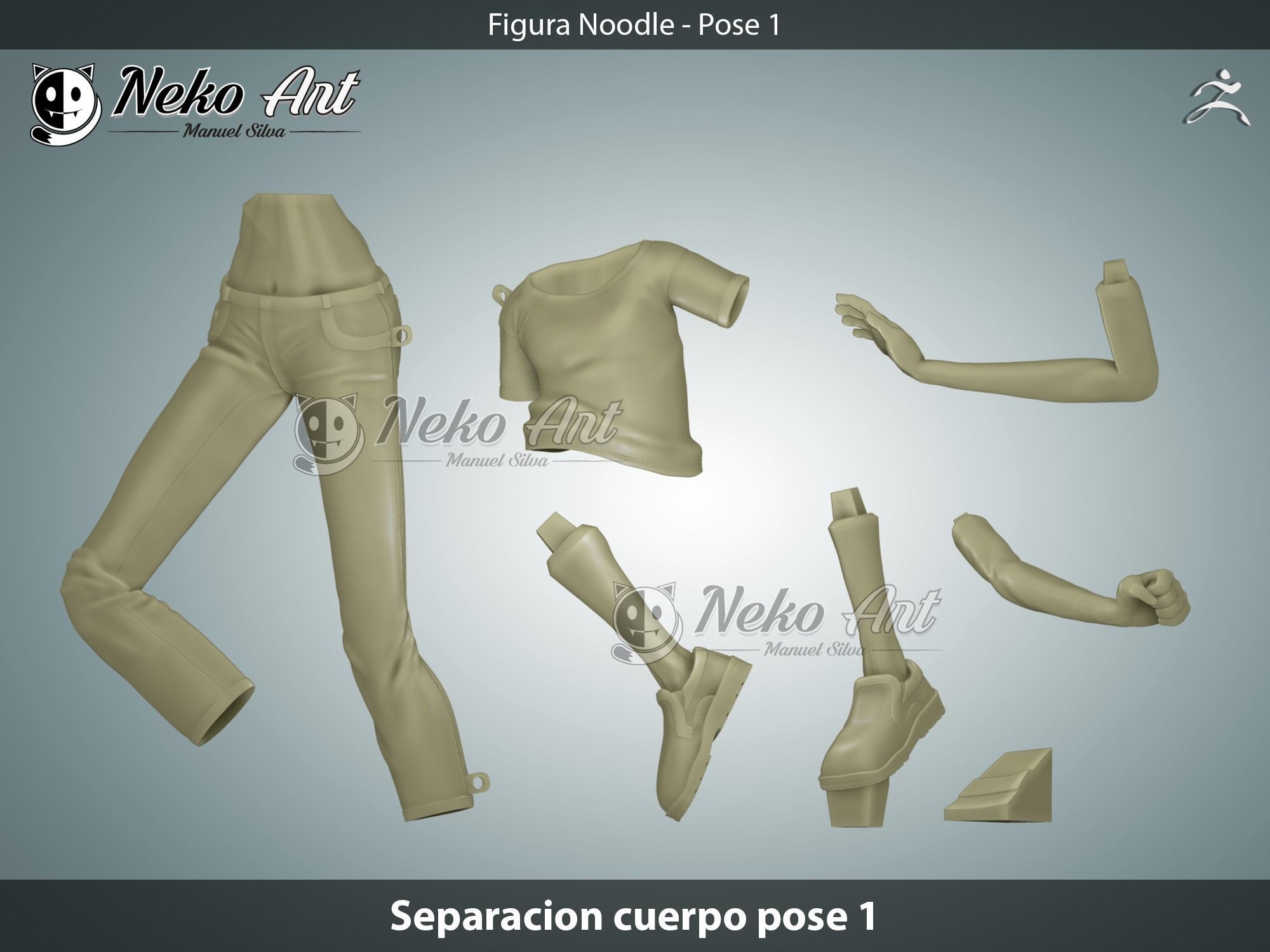 Noodle Gorillaz figure 3D print model_8