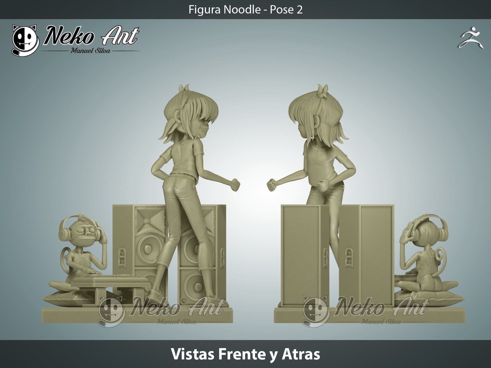 Noodle Gorillaz figure 3D print model_4