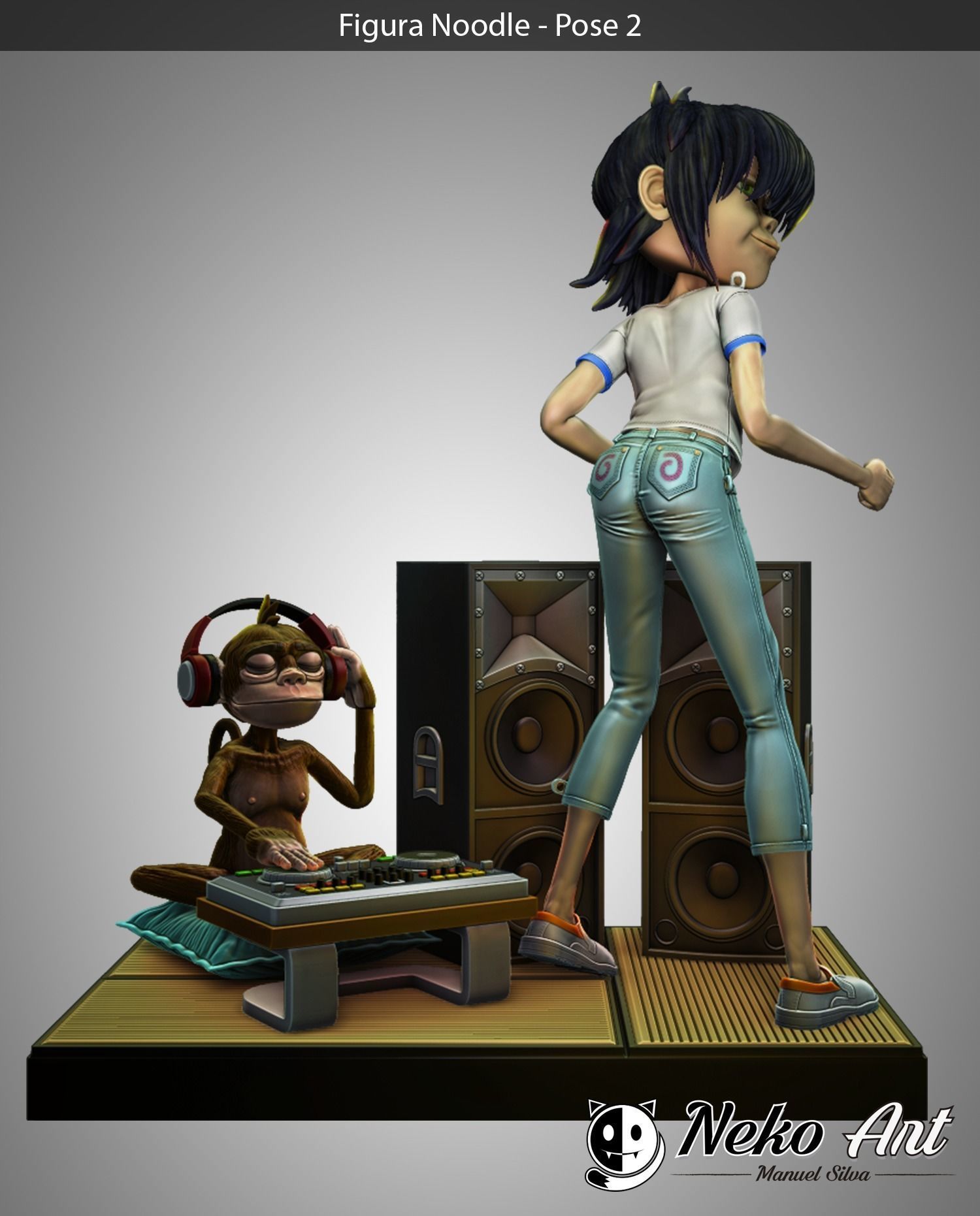 Noodle Gorillaz figure 3D print model_2